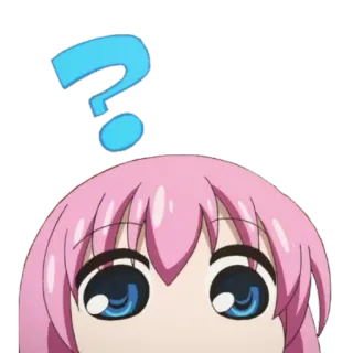 ❓ anime, câu hỏi, biểu cảm, cô gái, hoạt hình, tóc hồng whatsapp sticker