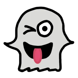 👻 fantasma, guiño, dibujo animado, lindo, divertido, emoji, sticker telegram sticker