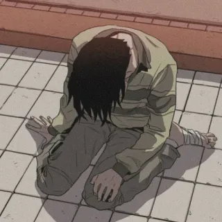 🦴 uomo, angosciato, triste, terra, anime, esausto, caduto, a terra telegram sticker