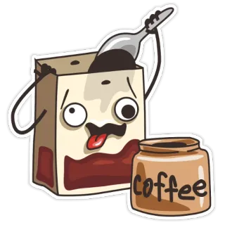 ☕️ coffee กาแฟ, เครื่องดื่ม, การ์ตูน, ตลก, ขวด, ช้อน telegram sticker