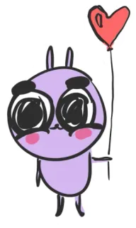 🥳 fofo, desenho animado, coração, balão, roxo, animal telegram sticker