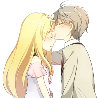 ❤️ Anime, Casal, Romance, Afeição, Amor, Desenho animado whatsapp sticker