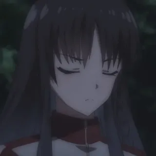 😑 anime, girl, closed eyes, sad, long hair telegram sticker