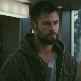 ➖ Chris Hemsworth mann, bart, jacke, porträt telegram sticker
