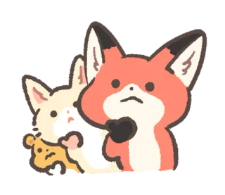 🤔 キツネ, ウサギ, 動物, かわいい, カワイイ, ステッカー telegram sticker