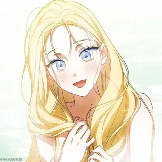 🖤 femme, cheveux blonds, sourire, animé, dessin animé, illustration, fille telegram sticker