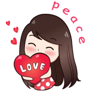 ✌ LOVE love, heart, cute, cartoon, girl, relationship, sweet telegram sticker