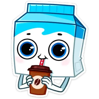 ☕️ Milchkarton, Kaffee, süß, kawaii, Getränk, Cartoon whatsapp sticker