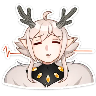 😕 anime, elf, sticker, cartoon, character, antlers telegram sticker