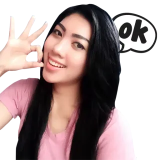 👌 ok Frau, ok, Geste, Zustimmung, positiv, bejahend, asiatisch, Mädchen telegram sticker