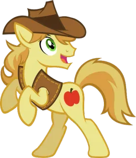😀 Applejack My Little Pony applejack, poni, sombrero, caballo, dibujos animados, manzana, lindo telegram sticker
