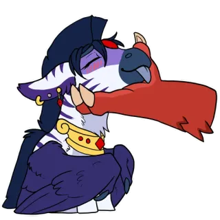 💪 การ์ตูน, สัตว์, ม้าลาย, นก, แฟนตาซี, จูบ telegram sticker