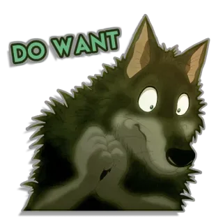 😍 DO WANT Волк, Мем, Хочу, Смешной, Животное telegram sticker