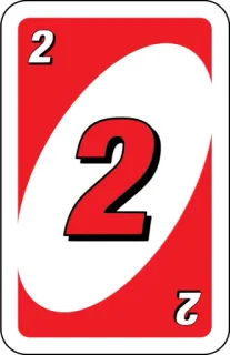 ❤️ UNO card, game, red, number, two whatsapp sticker