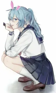 🔅 Anime, Écolière, Oreilles de lapin, Dessin animé telegram sticker