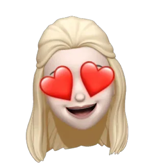 🚹 絵文字, 愛, ハート, 顔, 金髪, 女の子, 女性 whatsapp sticker