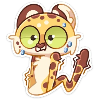 😳 leopardo, dibujo animado, animal, lindo, pegatina, felino, mamífero telegram sticker