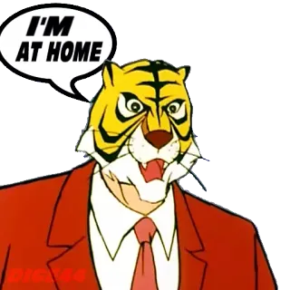 🏚 I'M AT HOME tygrys, zwierzę, dom, garnitur, kreskówka telegram sticker