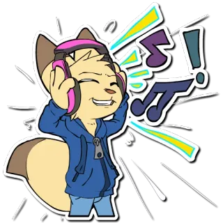 🎵 动物, 音乐, 耳机, 卡通, 猫, 可爱, 听 telegram sticker