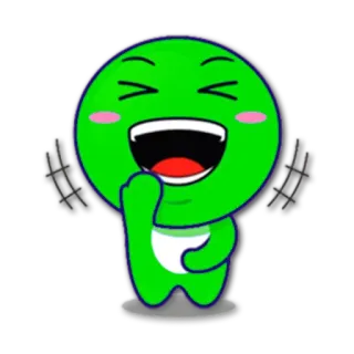 😝 cartoon, emoji, green, laughing, happy telegram sticker
