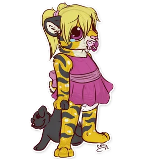 😢 เฟอร์รี่, การ์ตูน, ลูก, เสือ, มานุษยรูปนิยม, น่ารัก, ตุ๊กตา, ผ้าอ้อม telegram sticker