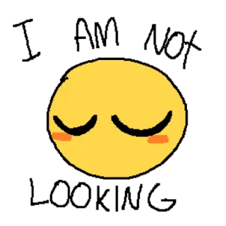 😌 I am not LOOKING Emoji, Amarelo, Olhando, Tímido, Expressão telegram sticker