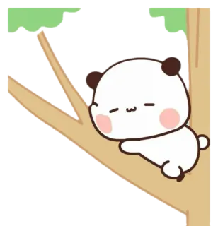 🍼 panda, śpiący, drzewo, słodki, kreskówka, zwierzę telegram sticker