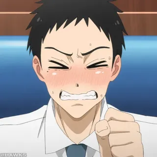 🎏 animé, en colère, frustré, homme, gros plan telegram sticker