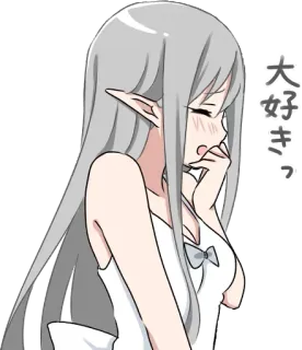 ☺️ 大好き Anime, Dziewczyna, Elf, Miłość, Słodkie, Japoński telegram sticker