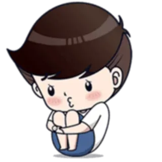 ☹ 만화, 소년, 귀여운, 슬픈, 포옹 whatsapp sticker