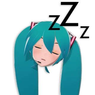 😴 Hatsune Miku Anime, verschlafen, kawaii, schlafend, Vocaloid, Hatsune Miku telegram sticker