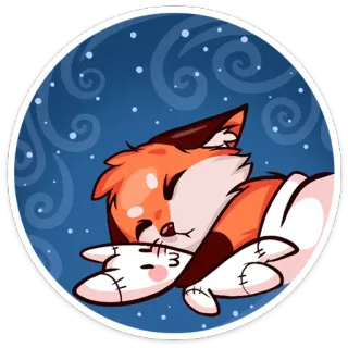 😴 renard, sommeil, mignon, animal, dessin animé, peluche, kawaii telegram sticker