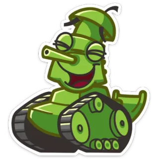 😆 Kartun, Hijau, Kendaraan, Tank, Karakter whatsapp sticker
