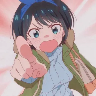 😡 Anime, Cartone animato, Indicando, Ragazza, Carino, Arrabbiato, Personaggio telegram sticker
