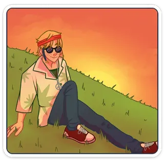 ☺️ hippie, peace, 70s, retro, vintage, grass, sunglasses, headband telegram sticker