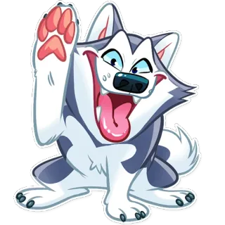 ✋️ Hund, Cartoon, Tier, Haustier, süß, Husky, winkend whatsapp sticker