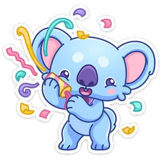 🎉 コアラ, お祝い, 紙吹雪, パーティー, かわいい, 動物, ステッカー telegram sticker