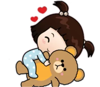 ☺️ Cartoon, Kind, Teddybär, Süß, Herzen, Liebe telegram sticker