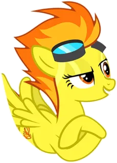 😏 My Little Pony, cartoon, pony, pegasus, wings, yellow, orange hair, goggles whatsapp sticker