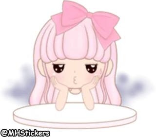 🙄 @MHStickers carino, ragazza, adesivo, rosa, fiocco, cartone animato, anime telegram sticker