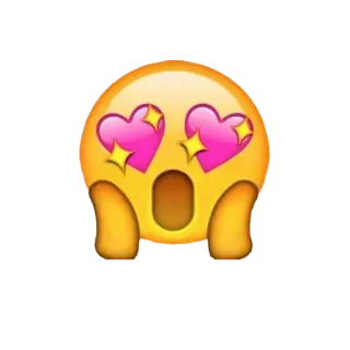 😱 emoji, hearts, love, shocked, excited, yellow telegram sticker