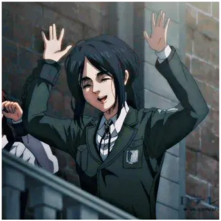 🤪 Pieck Finger Attack on Titan Anime, Attaque des Titans, Pieck Finger, Militaire, Personnage telegram sticker