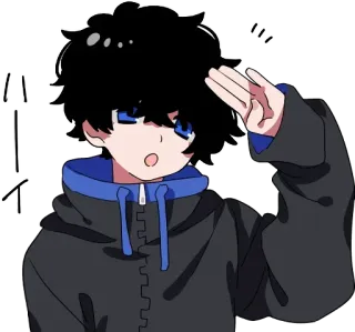 😮 ハーツ anime, boy, greeting, illustration, cartoon, character, salute whatsapp sticker