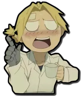 😦 Edward Elric Fullmetal Alchemist อนิเมะ, สติกเกอร์, ตัวละคร, แขนกลคนแปรธาตุ, เอ็ดเวิร์ด เอลริค, มังงะ telegram sticker