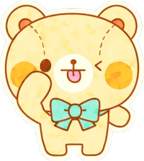 😝 beruang, imut, kartun, mengedipkan mata, pita, binatang telegram sticker