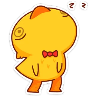 😩 desenho animado, pato, amarelo, gravata borboleta, engraçado, adesivo whatsapp sticker