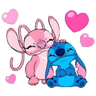 🙌 Stitch thiên thần, lilo & stitch, disney, trái tim, dễ thương telegram sticker