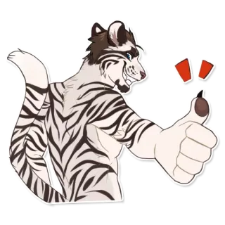 👍 tigre, anthro, furry, pouce levé, geste, animal, personnage telegram sticker