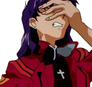 👿 Misato Katsuragi Neon Genesis Evangelion anime, misato, character, neon genesis evangelion, facepalm, woman telegram sticker