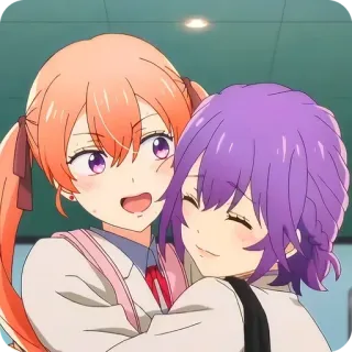🤗 Anime, Dziewczyna, Przytulanie, Przyjaciele, LGBT telegram sticker